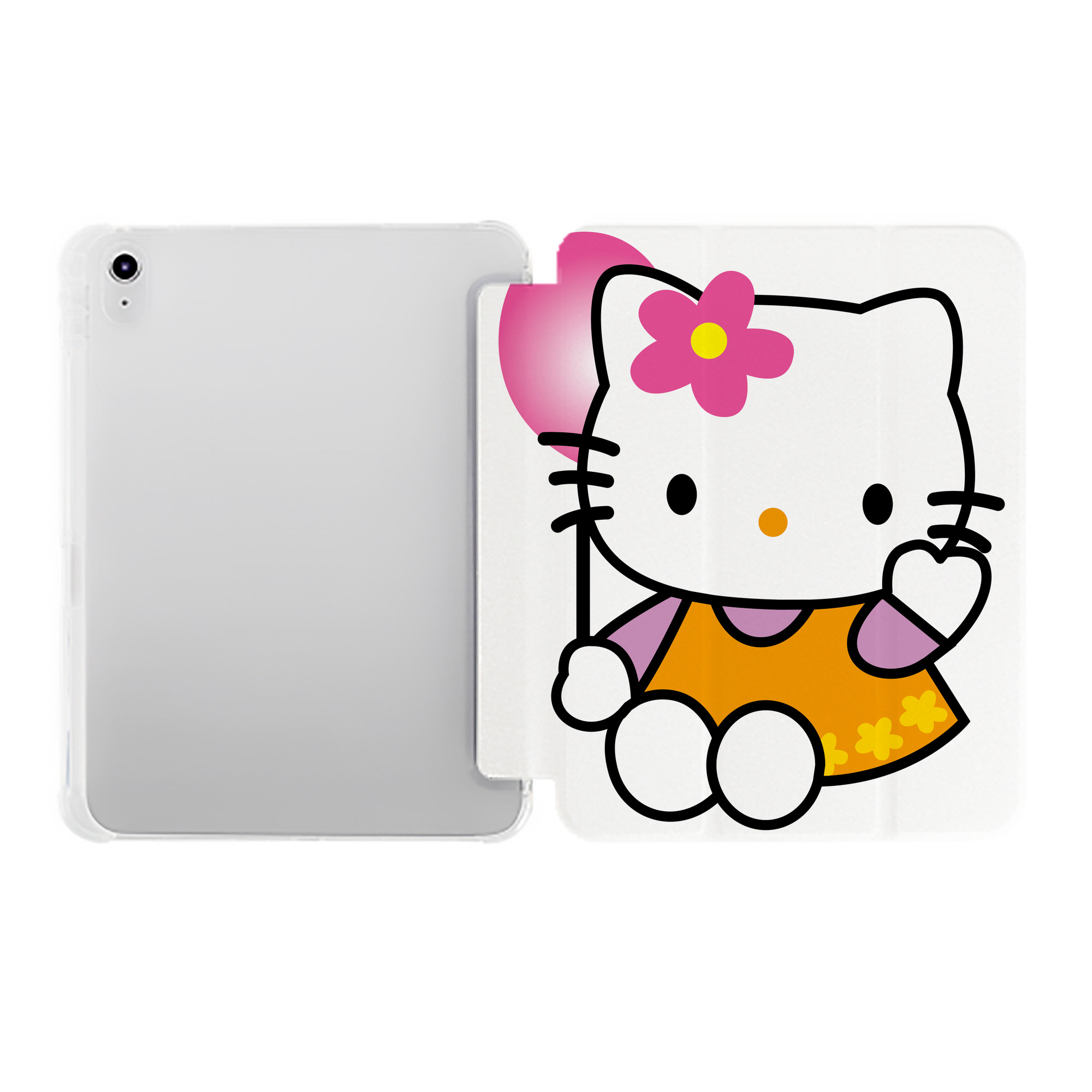 （画像用） Hello Kitty ハローキティ IPad ケース ペン収納付き 三つ折りスタンド PUレザー×シリコン 対応機種9.5/10.5/10.9インチ
